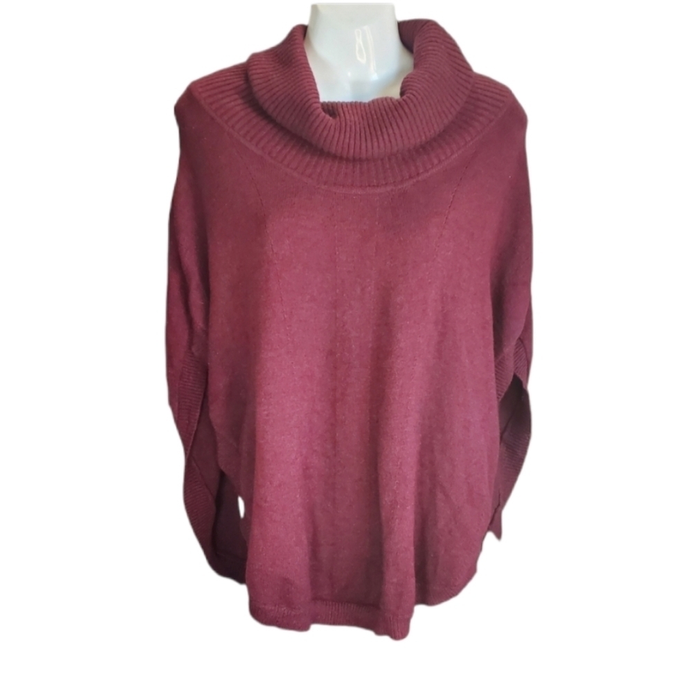 SISTERS cowl neck knit cape dark red S
